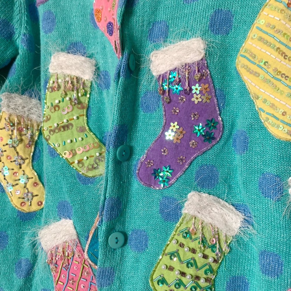 🌵Vintage Design Options By Philip And Jane Gordon Stockings Sweater Cardigan M - Picture 7 of 11